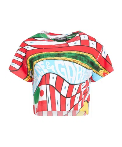 Dolce & Gabbana Colorful Printed Short-sleeve T-shirt In Red