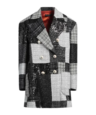 Dolce & Gabbana Colorful Sequin Doublebreasted Coat In Multi