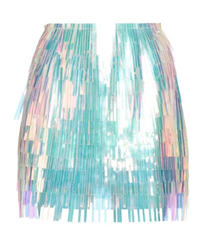 Dolce & Gabbana Colorful Sequin Tassel Midi Skirt In Blue