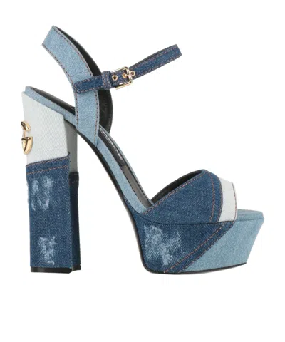 Dolce & Gabbana Colorful Slingback Sandals In Blue