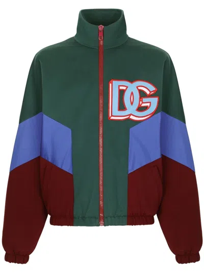 Dolce & Gabbana Colour-block Zipped Hoodie In Green