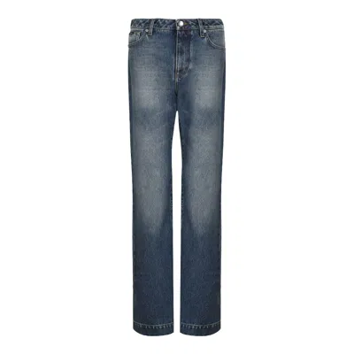 Dolce & Gabbana Combined Cotton Jeans In Blue
