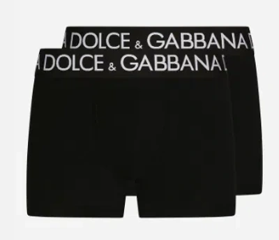 Dolce & Gabbana Bi-pack Boxer Jersey Di Cotone In Black
