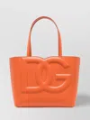 Dolce & Gabbana Compact Leather Tote Bag In Orange