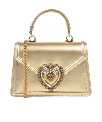 Dolce & Gabbana Compact Metal Handbag In Golden