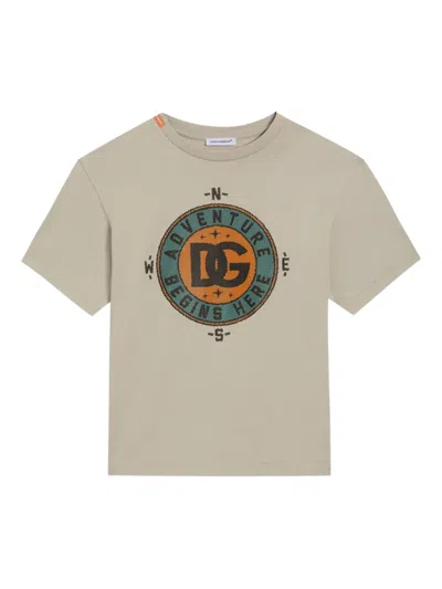 Dolce & Gabbana T-shirt Mit Kompass-logo In Gray