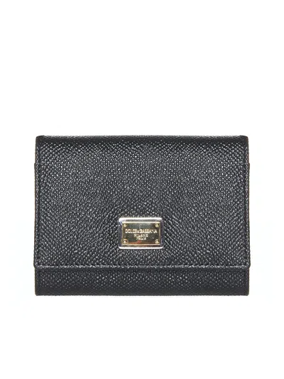 Dolce & Gabbana Compact Trifold Wallet In Black