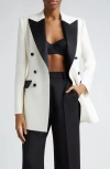 DOLCE & GABBANA CONTRAST DETAIL DOUBLE BREASTED WOOL BLEND BLAZER