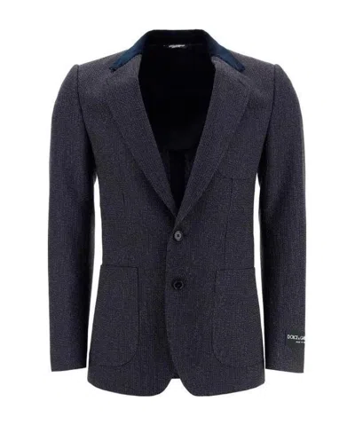 Dolce & Gabbana Contrast-lapel Blazer In Black