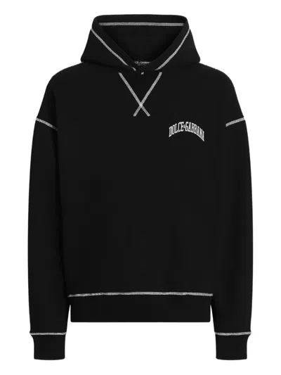 Dolce & Gabbana Contrast-stitch Hoodie In Black