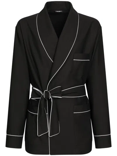 DOLCE & GABBANA CONTRAST-TRIM BATHROBE