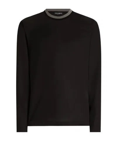 DOLCE & GABBANA CONTRAST-TRIM LONG-SLEEVE T-SHIRT