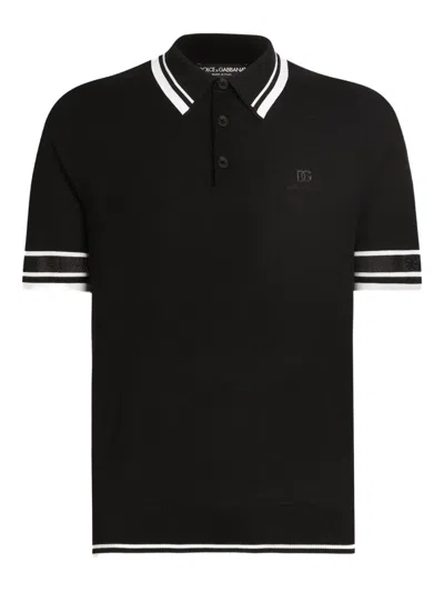 Dolce & Gabbana Contrast-trim Polo Shirt In Black