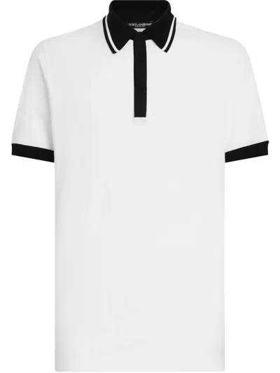 Dolce & Gabbana Contrast-trim Polo Shirt In White