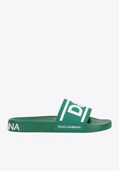 DOLCE & GABBANA CONTRASTING DG LOGO RUBBER SLIDES
