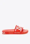 Dolce & Gabbana Contrasting Dg Logo Rubber Slides In Red