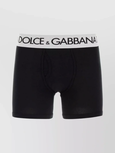 Dolce & Gabbana Contrasting Flexible Waistband Boxer In Black