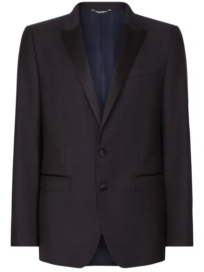 Dolce & Gabbana Tailored Two Piece Suit With Contrasting Lapels In Black