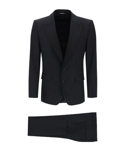 Dolce & Gabbana Contrasting Lapels Two-piece Suit In Black