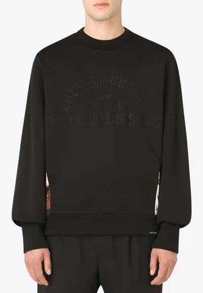 Dolce & Gabbana Contrasting Panel Crewneck Sweatshirt In Black