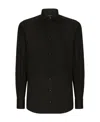 Dolce & Gabbana Linen Hawaiian Shirt With Dg Hardware In Black