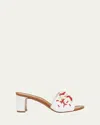 Dolce & Gabbana Coral Beaded Leather Slide Sandals