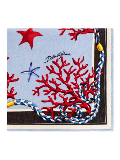 Dolce & Gabbana Coral-starfish Beach Towel In Blue