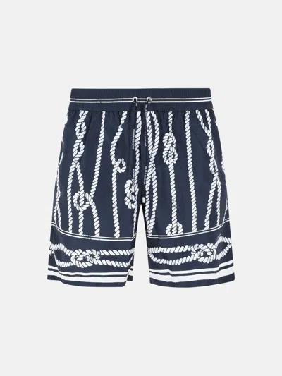 Dolce & Gabbana 'corde' Navy Polyester Swimsuit In Blue