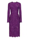 Dolce & Gabbana Dolce&gabbana Long Sleeve Cordonetto Lace Sheath Dress In Purple