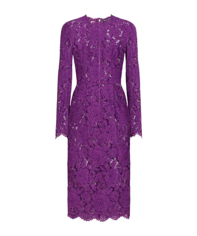 Dolce & Gabbana Cordonetto Lace Dress In Purple