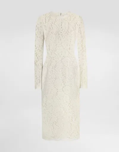 Dolce & Gabbana Cordonetto Lace Midi Dress In Neutral