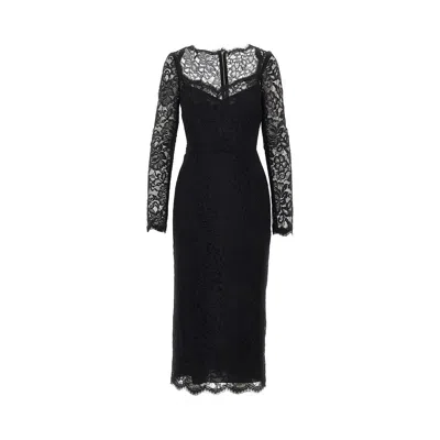 Dolce & Gabbana Cordonetto Lace Midi Dress In Black