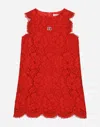 Dolce & Gabbana Cordonetto Lace Midi Dress In Red