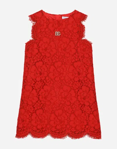 Dolce & Gabbana Cordonetto Lace Midi Dress In Red