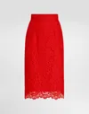 Dolce & Gabbana Floral-lace Midi Skirt In ボルドー