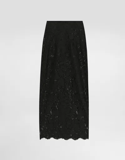 Dolce & Gabbana Cordonetto Lace Midi Skirt In Black