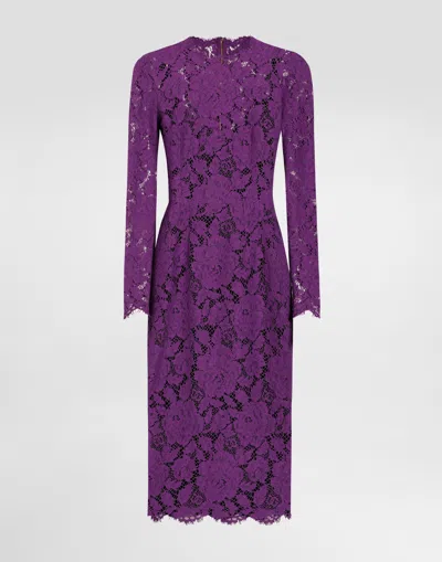 Dolce & Gabbana Cordonetto Lace Sheath Dress In Purple