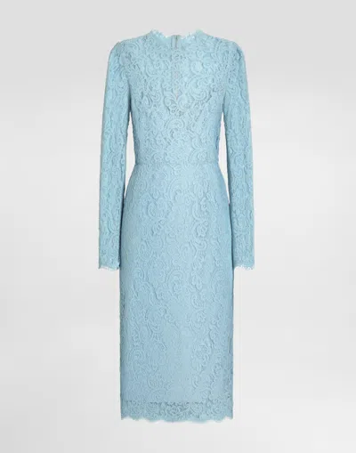 Dolce & Gabbana Cordonetto Lace Sheath Dress In Blue