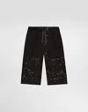 Dolce & Gabbana Lace-patterned Drawstring Shorts In Black