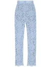 Dolce & Gabbana Light Blue Embroidered Lace Trousers In Clear Blue