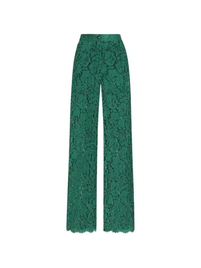 Dolce & Gabbana Cordonetto Lace Trousers In Green