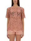 Dolce & Gabbana Cordonetto Lace T Shirt In Pink