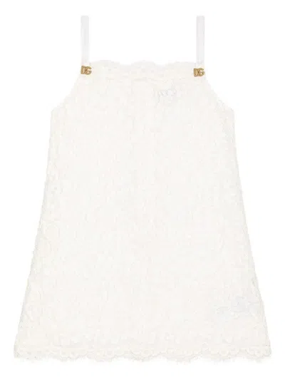 Dolce & Gabbana Kids' Cordonnet Lace Dress In White