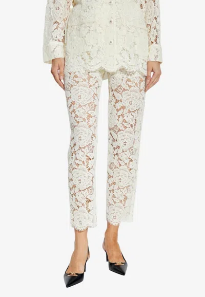 Dolce & Gabbana Cordonnet Lace Tailored Pants In Cream