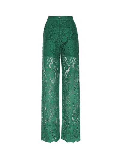 Dolce & Gabbana Cordonnet Lace Trousers In Green