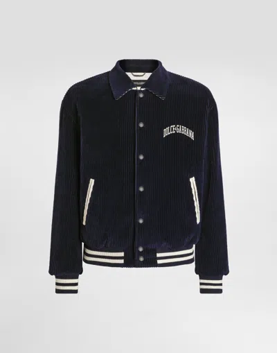 Dolce & Gabbana Corduroy Bomber Jacket In Blue