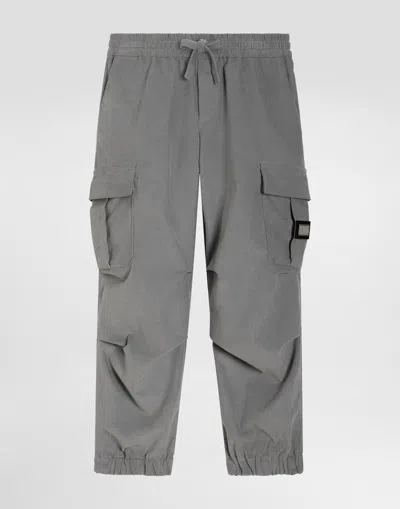 Dolce & Gabbana Kids' Corduroy Cargo Trousers In Gray