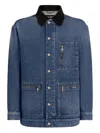 Dolce & Gabbana Corduroy-collar Denim Jacket In Blue