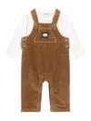 Dolce & Gabbana Corduroy Dungarees Set In Brown