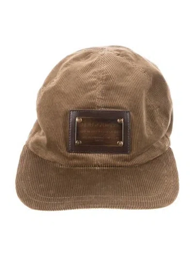 Pre-owned Dolce & Gabbana Corduroy Embroidered Baseball Cap In Brown